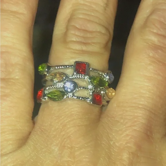 Multicolored Sterling Silver Ring size 7 - Picture 5 of 6